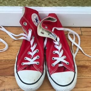 Converse red fabric high tops size 8